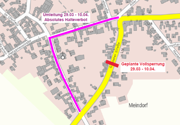 29.03.-10.04.: Vollsperrung der Geislarer Straße – Umleitung Bahnhofstraße / Liebfrauenstraße