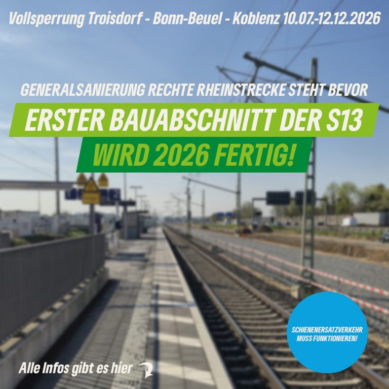 Generalsanierung Rechte Rheinstrecke steht bevor – Erster Bauabschnitt der S 13 wird 2026 fertig 
