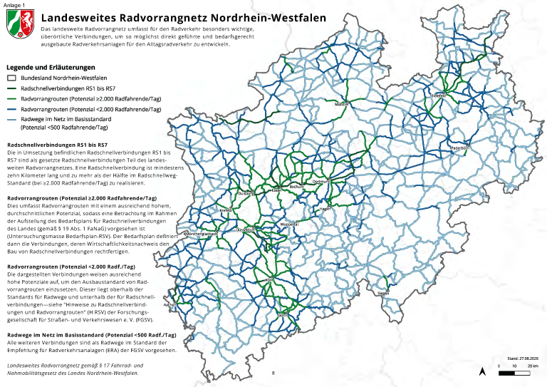 Landesweites Radvorrangnetz:  10.500 Kilometer für den Alltagsradverkehr in NRW 